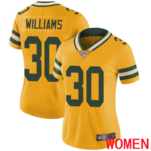 Green Bay Packers Limited Gold Women #30 Williams Jamaal Jersey Nike NFL Rush Vapor Untouchable->green bay packers->NFL Jersey